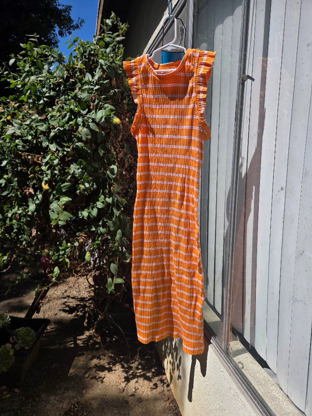Zara Orange Ruffle Sleeve Tank Dress